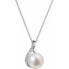 Evolution Group Luxusný zlatý náhrdelník s pravou perlou a briliantmi 82PB00029