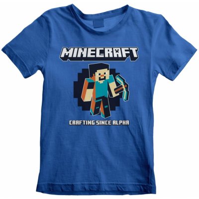 Minecraft detské tričko Crafting Since Alpha HE695 modré