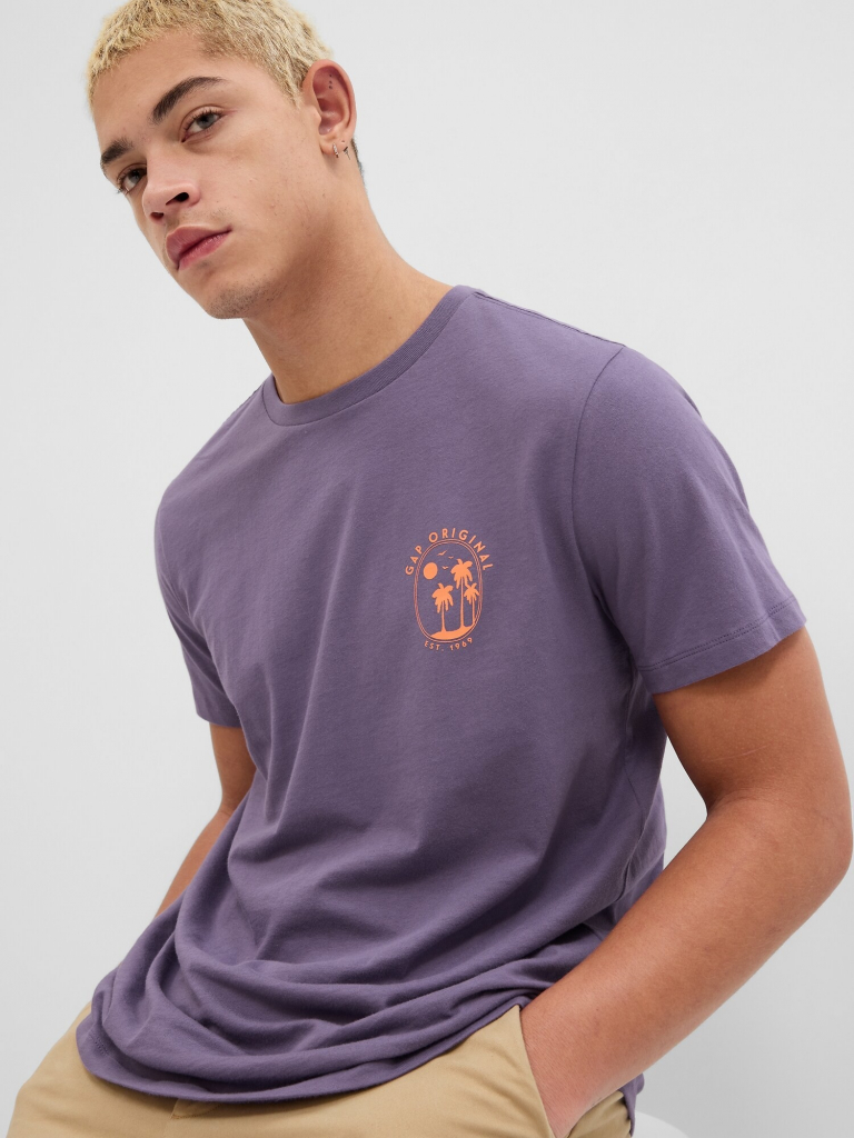 GAP tričko s potlačou fialové