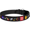 WAU DOG Kožený obojok so vzorom NASA čierny Obvod krku: 30-39 cm, širka: 20 mm
