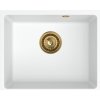 Sink Quality Crypton 55, kuchynský granitový drez 460x375x205 mm + zlatý sifón, biela, SKQ-CRY.W.1KBO.55.XG