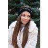 Zdobená štrikovaná čelenka - Sabrina Čierna UNI
