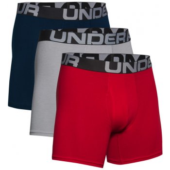 Under Armour Charged Cotton 6In 3 Pack Red/ Academy/ Mod Gray