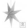 EMOS LED hviezda papierová závesná so striebornými trblietkami v strede, biela, 60 cm, vnútorná DCAZ08