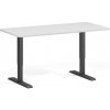 Výškovo nastaviteľný stôl, 160x80 cm, 2 motory, zaoblené rohy, čierna podnož, biela