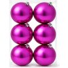 DECOLED Sada vianočných ozdôb ružová lesklá 10 cm plastová guľa, balenie 6 ks