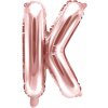 PartyDeco Fóliový balón Mini - Písmeno K 35 cm ružovo-zlatý