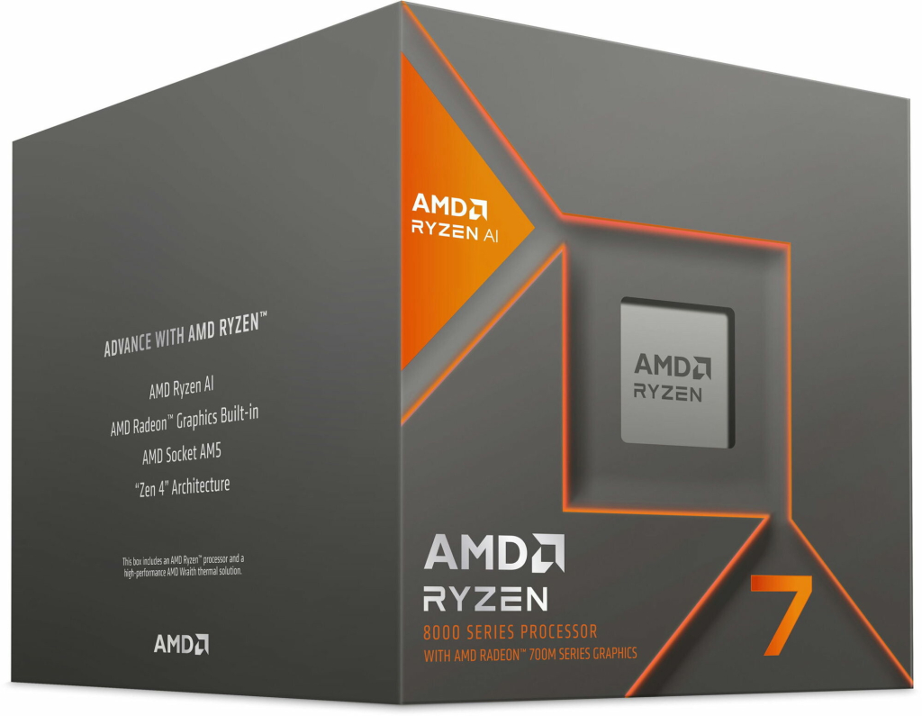 Výkonný AMD Ryzen 7 8700G procesor s integrovanou grafikou pre herné PC a nenáročné grafické úlohy.