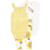 CARTER'S Set 3dielny legíny, body kr. rukáv, body na ramienka Yellow Sunflower dievča 12m 1N042410_12M