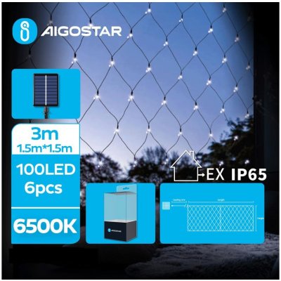 Aigostar B.V. Aigostar - LED Solárna vianočná reťaz 100xLED/8 funkcií 4,5x1,5m IP65 studená biela AI0439 + záruka 3 roky zadarmo