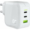 GREEN CELL Sieťová nabíjačka GC PowerGaN White 65W | 2x USB-C a 1x USB-A