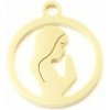 EU Prívesok panna Maria 12mm chirurgická oceľ gold plating 24kt