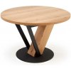 Halmar Jedálenský stôl Medina - okrúhly, 120-160 x 120 cm, dub / čierna