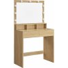 ModernHome Sonoma toaletný stolík s LED osvetlením, zrkadlom a zásuvkami, dub