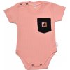 Baby Nellys Bavlnené rebrované body s kapsičkou kr. rukáv Summer Boy marhuľové