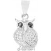 Argento Strieborný prívesok - sova, čierne okrúhle zirkóny, číre okrúhle zirkóny 85921
