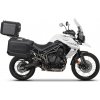 Kompletná sada čiernych hliníkových kufrov SHAD TERRA BLACK, 48L topcase 36L/47L bočné kufre, vrátane montážnej sady a platne SHAD TRIUMPH Tiger 800