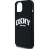 DKNY tekutý silikón s bielym tlačeným logom MagSafe – púzdro na iPhone 11 (čierne)