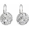 Evolution Group strieborné náušnice visiace s kryštálmi Swarovski biele okrúhle 31176.1