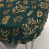 Biante Bavlnený oválny obrus Sandra SA-742 Zlaté vetvičky s lístkami na tmavo zelenom 120x180 cm