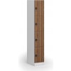 Šatníková skrinka S1 s úložnými boxmi, 4 boxy, 1850 x 300 x 500 mm, demont, kódový zámok, laminované dvere, orech