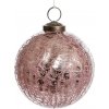 Sklenená závesná vianočná guľa v ružovom farebnom prevedení s dekorovaním 10 cm 42096