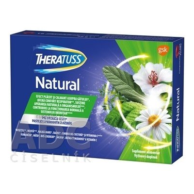 THERATUSS Natural pastilky s príchuťou malina 1x16 ks, 5054563114198