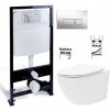 PRIM předstěnový instalační systém s chromovým tlačítkem 20/0041 + WC REA Carlo Flat Mini Rimlesss + SEDADLO PRIM_20/0026 41 CF1