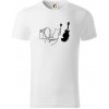 Mačka a gitara WC - Tričko z organickej bavlny - 2XL ( Biela )