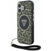 Guess IML Leopard Triangle Logo Strap MagSafe Zadní Kryt pro iPhone 16 Brown