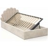 Čalúnená detská posteľ s úložným priestorom 90x200 s roštom, Béžovy Velvet Kids Line 3 Mušle