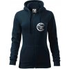 Volejbal lopta prso - Mikina dámska trendy zipper s kapucňou - M ( Tmavomodrá (veľmi tmavá - skoro čierna) )