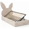 Čalúnená detská posteľ s úložným priestorom 90x200 s roštom, Béžovy Velvet Kids Line 2 Králik