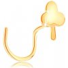 Šperky eshop - Piercing do nosa v žltom 14K zlate - malý plochý stromček, zahnutý tvar GG141.02