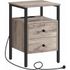 Nočný stolík Vasagle Jungo 40 cm s nabíjacou stanicou sivý/čierny