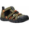 Keen Seacamp II CNX Youth dark olive/gold flame dětské outdoorové sandály i do vody 34 EUR