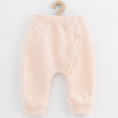 New Baby Dojčenské semiškové tepláčky Suede clothes svetlo ružová