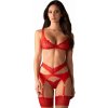 Podväzkový pás, podprsenka a tangá Cupide Desir červené S/M - Darčeková krabička