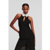 BLÚZKA KARL LAGERFELD SLVLESS COLLAR & TIE TOP BLACK/WHITE