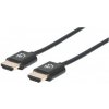MANHATTAN Ultratenký vysokorýchlostný kábel HDMI s Ethernetom, HEC, ARC, 3D, 4K, HDMI samec - samec, tienený, čierny, 0 394406