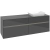 VILLEROY & BOCH Collaro závesná skrinka pod umývadlo na dosku (umývadlo vpravo), 4 zásuvky, s LED osvetlením, 1600 x 500 x 548 mm, Glossy Grey, C122B0FP