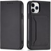 MG Magnet Card knižkové kožené puzdro na iPhone 12 Pro Max, čierne