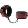 Fetish submissive dark room - vegan leather handcuffs with neoprene lining