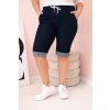 Kesi Dámske krátke rifľové nohavice – modré, plus size, elastický pás Farba: Tm.modrá, Veľkosť molet: 4XL