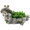 Dekorácia MagicHome Gecco, Slimák s kvetináčom, magnesia, 46x22x28 cm
