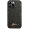 Kryt na mobil Guess Glitter Flakes Metal Logo iPhone 14 Pro čierne