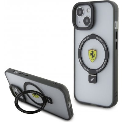 Ferrari Ring Stand MagSafe iPhone 15 Transparent/čierne Outline