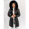 Čierna dámska dlhá prešívaná zimná bunda / kabát s kapucňou Bolf 16M9122