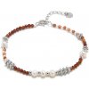 AURA XBA41/2 - Strieborný perlový náramok oranžový granát a mesačný kameň