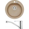 Alveus SET A561 Beige 55 / Chróm SETA561 - Drez Granitový Niagara 10 - pr.510mm, vanička 400x380x175mm, Beige 55 + bateria Ruta, Chróm